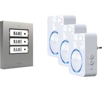 m-e modern-electronics 100168 Sonnette sans fil Set complet éclairée, acoustique actif, avec détecteur de mouvements, avec porte-nom