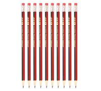 M&G Lot de 10 crayons hexagonaux en bois, 2B, crayons ronds en graphite avec gomme pour salle de nseignant, fournitures de bureau, rouge et noir