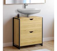IDMARKET Meuble sous lavabo salle de bain 2 tiroirs DETROIT design industriel