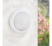 M Ledme - Applique LED avec détecteur de mouvement sphérique 12W PIR 360°, lumière froide 6000K, étanche IP54, lampe moderne pour jardin, patio et terrasse, Blanc