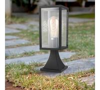 M Ledme - Balise LED Extérieure Série Ducte, Douille E27, IP44 Étanche, Finition Noire, Acier/Verre, Style Classique pour Jardin, Allées et Terrasses (Ampoule Non Incluse), Noir