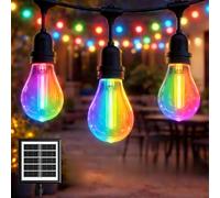 M Ledme - Guirlande lumineuse solaire d'extérieur à LED de 7,5m avec 10 ampoules, couleur RGB à intensité variable, étanche IP65, décoration pour terrasse, jardin, patio, entrée et fêtes