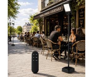 M Ledme -Lampadaire Solaire LED Space 2,5m, Enceinte Bluetooth, Lumière Ambiante, 2800lm, 240W, 3CCT, IP65, Batterie 20000mAh, Télécommande, Mât, Socle Lestable pour Jardin, Terrasse, Bar, Piscine