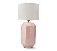 M Ledme Lampe de table Aqua en cristal rose, lampe de nuit avec interrupteur sur le cordon, abat-jour en tissu pour chambre à coucher, ampoule E27 non incluse, Centre