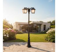 M Ledme - Lanterne d'extérieur House Series Plus - Étanchéité IP44, trois douilles E27, applique murale en acier noir et verre pour jardin, terrasse ou entrée (ampoule non incluse)