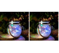 M Ledme - Lanterne Solaire en Verre Multicolore, SphereGlass pour Jardin RGB avec Support Amovible, Lampe pour Extérieur, Pelouse, Noël, Camping (Lot de 2)