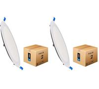 M Ledme - Pack 2, Downlight LED 220mm 20W, 2000 lumens, Panneau Circulaire Extra Slim, Couleur Lumière Froide (6000k), Coupe Standar 205 mm, Driver inclus, LM5551 (Lot de 2)