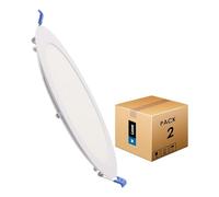 M Ledme - Pack 2, Downlight LED 220mm 20W, 2000 lumens, Panneau Circulaire Extra Slim, Couleur Lumière Neutre (4500K), Coupe Standar 205 mm, Driver inclus, LM5552