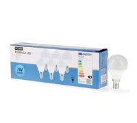 M Ledme - Pack de 6, Ampoule LED E14 G45 7W, Lumière froide (6000k), Culot E14, 630 Lumen, IP20, Ouverture du faisceau lumineux 200°, Efficacité énergétique et Faible consommation. LM7608