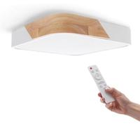 M Ledme Plafonnier LED Carré White Wood 24W, 2400 lm, 3CCT, Dimmable avec Télécommande, IP20, 30 x 30 x 5 cm, Aluminium et PC, Blanc, LM8282