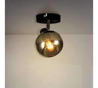 M Ledme - Plafonnier Série Glass 1 Spot, Spot LED d'intérieur pour plafond ampoules E14, Plafonnier LED intérieur finition noire (ampoule non incluse), Noir