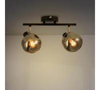 M Ledme - Plafonnier Série Glass 2 Spots, Spot LED d'intérieur pour plafond ampoules E14, Plafonnier LED intérieur finition noire (ampoule non incluse).