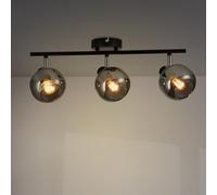 M Ledme - Plafonnier Série Glass 3 Spots, Spot LED d'intérieur pour plafond ampoules E14, Plafonnier LED intérieur finition noire (ampoule non incluse), Noir