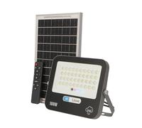 M Ledme - Projecteur solaire LED 100W avec télécommande, 1000 lumens, dimmable, IP65, Lumière Froide (6000k), batterie de grande capacité 10.000 mAh. Longueur du câble 2,10M