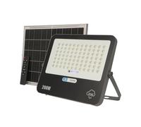 M Ledme - Projecteur solaire LED 200W avec télécommande, 2800 lumens, dimmable, IP65, Lumière Froide (6000k), batterie de grande capacité 20.000 mAh. Longueur du câble 2,10M