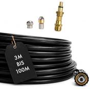 M&M Smartek Tuyau de nettoyage de canalisations de 50 m pour nettoyeur haute pression Nilfisk KEW + buse rigide et rotative Déboucheur de canalisations avec adaptateur M22 x 1,5 - Déboucheur de tuyaux