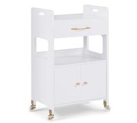 M MCombo 0055 - Chariot de Service Moderne Avec Roulettes, Tiroirs et 2 Étagères - Pour Salle de Bain et Salon - Blanc - 35 x 48 x 80,5 cm