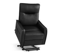 M MCombo 7089 Fauteuil télé électrique avec aide à se lever - Avec fonction allongée jusqu'à 140 ° - Massage et chauffage - Petit fauteuil relevant - Pour salon - Similicuir - Noir