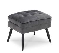 M MCombo 7278 Tabouret rembourré en velours avec pieds en métal pour salon chambre à coucher Carré Gris