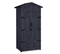 M MCombo Armoire de jardin Abri de jardin en bois résistant aux intempéries 1165, Outdoor Armoire avec 2 étagères(Gris anthracite)