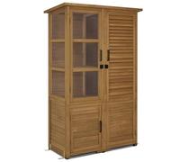 M MCombo Armoire de Jardin Abri de Jardin en Bois Résistant aux intempéries, abri de Jardin extérieur Étanche, pour l'extérieur Balcon Terrasse, 55×110×175 cm, 0130D (Naturel)