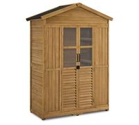 M MCombo Armoire de Jardin abri de Jardin en Bois résistant aux intempéries, Armoire à Outils en Bois Outdoor étanche praticable, pour l'extérieur Balcon terrasse, 74×143×200 cm (Nature)