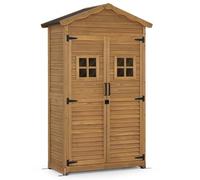 M MCombo Armoire de Jardin Abri de Jardin en Bois résistant aux intempéries, Armoire à Outils Outdoor, Remise à Outils avec 2 étagères Mobiles, 57×109×180 cm, 1152 (Nature)