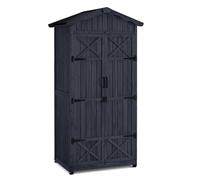 M MCombo Armoire de Jardin Abri de Jardin en Bois résistant aux intempéries, Outdoor Armoire étanche avec Plancher, pour l'extérieur Balcon, 74×99×193 cm (Gris Anthracite)
