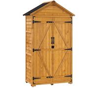 M MCombo Armoire de Jardin avec Toit à pignon en Bois imperméable Gris/Naturel 1000D 48 x 90 x 178 cm (Naturel)