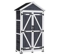 M MCombo Armoire de jardin en bois 1000EY, Petit abri de jardin résistant aux intempéries (Gris)