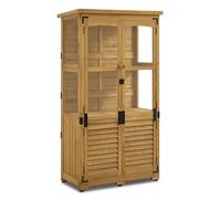 M MCombo Armoire de Jardin en Bois,Abri de Jardin résistant aux intempéries Petit, Outdoor Abri de Jardin pour l'extérieur Terrasse Balcon, 87×46×160 cm (Nature)