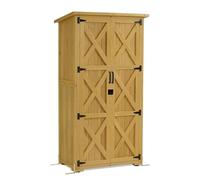 M MCombo Armoire de Jardin en Bois, Petite Maison de Jardin résistante aux intempéries, abri de Jardin Outdoor, pour l'extérieur Balcon Terrasse, 55×90×169cm, 0878-F-N(Naturel)