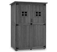 M MCombo Armoire de Jardin en Bois, Petite Maison de Jardin résistante aux intempéries, abri de Jardin Outdoor, pour l'extérieur Balcon Terrasse, 127×59×168 cm, 0912EY (Gris)
