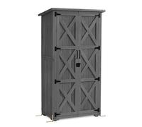 M MCombo Armoire de jardin en bois, Petite maison de jardin résistante aux intempéries, abri de jardin Outdoor,0878D-F (Gris)