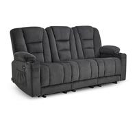 M MCombo Canapé électrique 3 places avec fonction sommeil, canapé relax 3 places avec bouton réglable à 150°, 7009 (gris)
