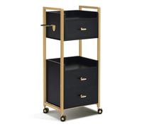 M MCombo Chariot de Coiffure avec roulettes & 3 tiroirs, Chariot de Service, Chariot de Salon avec 2 étagères & Support de sèche-Cheveux, Chariot de Travail, 30x40x95cm, 0022