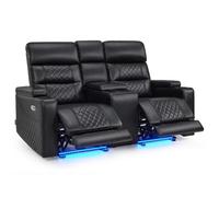 M MCombo Fauteuil cinéma 2 places, réglable électriquement, Zero-Gravity avec console & LED, 7705 (Noir)