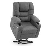 M MCombo Fauteuil inclinable électrique 7550, avec 3 Moteurs à réglage séparé, Position d'inclinaison jusqu'à 170 °, Repose-Pieds étendu, USB, pour Le Salon des Personnes âgées (Tissu Gris)