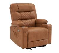 M MCombo Fauteuil relax avec fonction chaise longue, Fauteuil TV réglable électriquement, similicuir respirant, 7033BR Marron