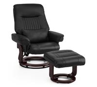 M MCombo Fauteuil Relax avec Fonction inclinable, Fauteuil de Lecture, pivotant à 360° avec Repose-Pieds, Coussin et Poche latérale, capacité Jusqu’à 120 kg, pour Salon, modèle 9035 (Noir)
