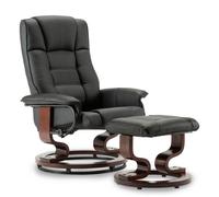 M MCombo Fauteuil relax avec pouf 9019- Fauteuil TV pivotant à 360°-simili cuir -noir