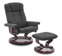 M MCombo Fauteuil relax avec pouf 9019- Microfibre -Gris foncé
