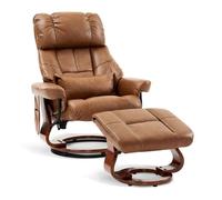 M MCombo Fauteuil relax avec pouf 9066SD-Fauteuil TV pivotant avec fonction chaise longue, microfibre-marron