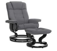 M MCombo Fauteuil Relax avec Pouf, Fauteuil TV pivotant à 360° avec Fonction Chaise Longue, Fauteuil TV supportant jusqu'à 120 Kg, Fauteuil de Repos pour Le Salon, 9019 (Microfibre, Gris)