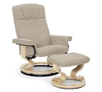 M MCombo Fauteuil Relax avec Pouf, Fauteuil TV pivotant à 360° avec Fonction Chaise Longue, Fauteuil TV supportant jusqu'à 120 Kg, Fauteuil de Repos pour Le Salon, 9019 (Tissu, Beige)