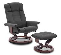 M MCombo Fauteuil Relax avec Pouf, Fauteuil TV pivotant à 360° avec Fonction Chaise Longue, Fauteuil TV supportant jusqu'à 120 Kg, Fauteuil de Repos pour Le Salon, 9019 (Microfibre, Gris foncé)