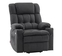 M MCombo Fauteuil TV 3-Moteurs avec Aide au Relèvement Électrique, Dossier, Appuie-Tête & Repose-Pieds Réglables Séparément, Fonction Allongée 165° 7546 (Microfibre-Gris foncé)