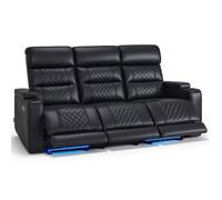 M MCombo Fauteuil TV 3 Places Électrique Réglable, Fauteuil Cinéma Zéro Gravité avec LED, Canapé 3 Places, 7705M3-BK