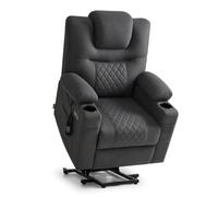 M MCombo Fauteuil TV à 2 moteurs avec aide au lever électrique, dossier et repose-jambes réglables séparément avec fonction de réinitialisation, fonction allongée à 160°, massage et chauffage 7565