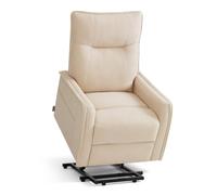 M MCombo Fauteuil TV avec Aide à la Levée Électrique, Fauteuil TV avec Fonction Inclinaison jusqu'à 140°, Massage & Chauffage, Petit Fauteuil releveur, Fauteuil Senior pour Salon 7089 (Tissu, Beige)